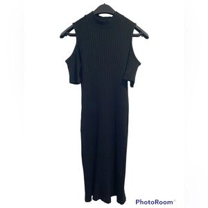 Atmosphere sweater bodycon shoulder cutout black dress